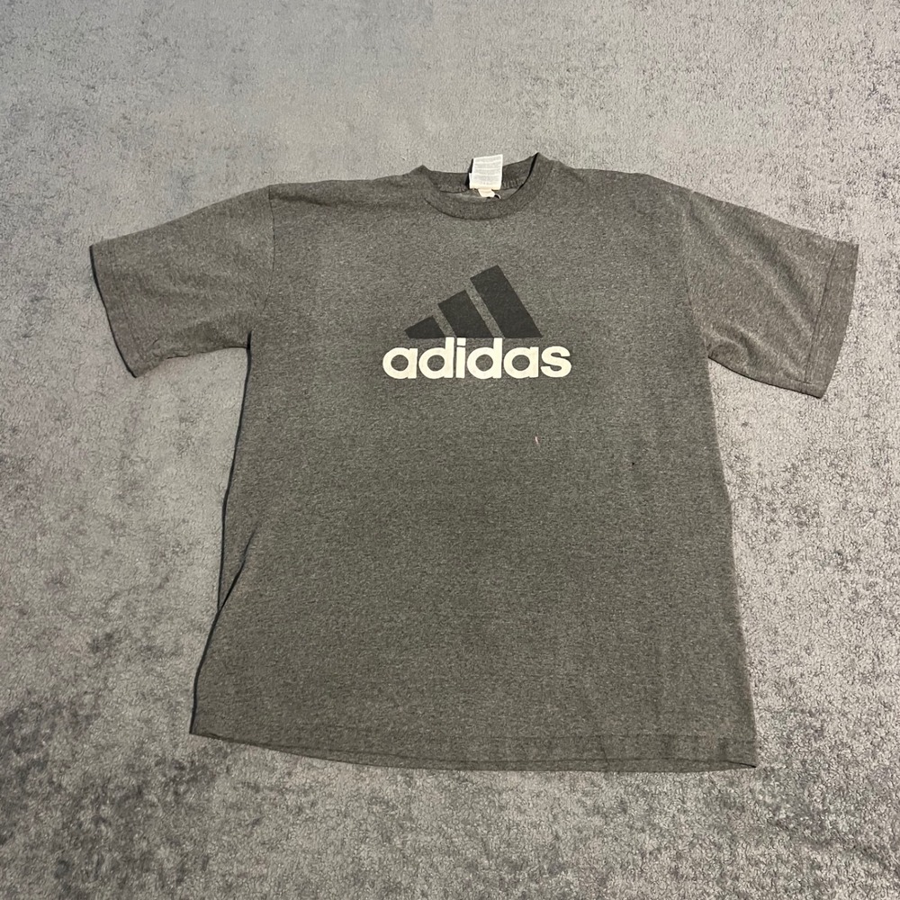 Vintage Y2K Adidas Mens Shirt XL Heather Gray Short Sleeve Logo Tee Sports